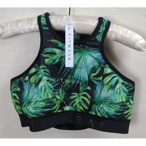 FITWEAR BRAND Women's Back Zip‎ Monstera Sports Bra~ Size US 10 L NWT